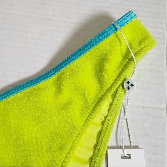 Frankies Bikinis Siren Enzo Terry Bottom Size Large New NWT Neon Green Blue - Picture 9 of 10